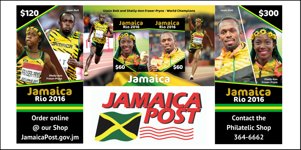 Usain Bolt, Shelly-Ann Fraser-Pryce stamps