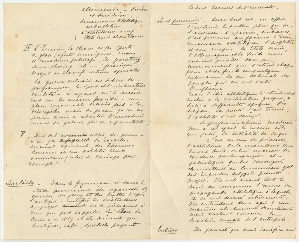 Pierre de Coubertin letter