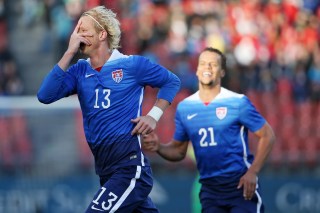Brek Shea's celebration has a very particular meaning (Photo by Philipp Schmidli/Getty Images)