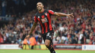 BOURNEMOUTH, ENGLAND - AUGUST 29: Callum Wilson of Bournemouth celebrates scoring his team's first goal during the Barclays Premier League match between A.F.C. Bournemouth and Leicester City at Vitality Stadium on August 29, 2015 in Bournemouth, England. (Photo by Michael Regan/Getty Images)