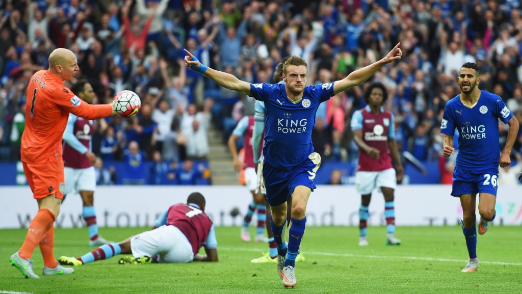 during the Barclays Premier League match between Leicester City and Aston Villa at the King Power Stadium on September 13, 2015 in Leicester, United Kingdom.