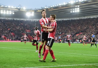 during the Barclays Premier League match between Southampton and A.F.C. Bournemouth at St Mary's Stadium on November 1, 2015 in Southampton, England.