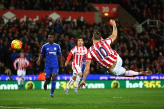 during the Barclays Premier League match between Stoke City and Chelsea at Britannia Stadium on November 7, 2015 in Stoke on Trent, England.