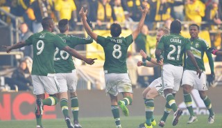 COLUMBUS, OH - DECEMBER 6: Diego Valeri #8 of the Portland Timbers celebrates after scoring within the first minute of the first half against the Columbus Crew SC on December 6, 2015 at MAPFRE Stadium in Columbus, Ohio. Portland defeated Columbus Crew SC 2-1 to claim the MLS Cup title. (Photo by Jamie Sabau/Getty Images)