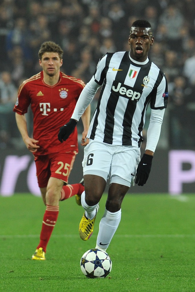 TURIN, ITALY - APRIL 10: Paul Pogba of Juventus in action during the UEFA Champions League quarter-final second leg match between Juventus and FC Bayern Muenchen at Juventus Arena on April 10, 2013 in Turin, Italy. (Photo by Valerio Pennicino/Getty Images)
