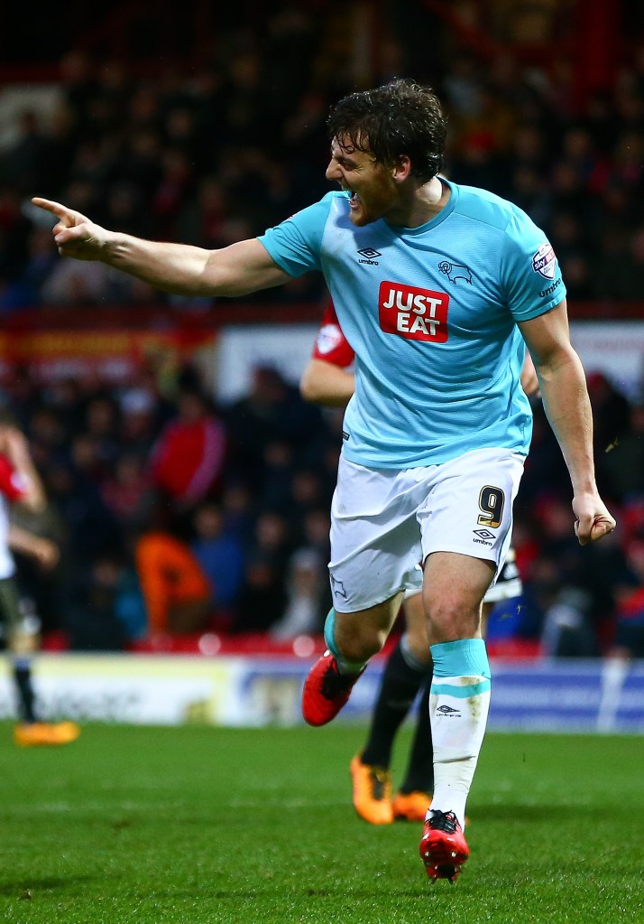 during the Sky Bet Championship match between Brentford and Derby County at Griffin Park on February 20, 2016 in Brentford, United Kingdom.