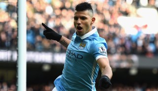 MANCHESTER, ENGLAND - MARCH 05: Sergio Aguero of Manchester City celebrates scoring his team's third goal during the Barclays Premier League match between Manchester City and Aston Villa at Etihad Stadium on March 5, 2016 in Manchester, England. (Photo by Laurence Griffiths/Getty Images)