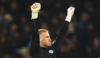 LEICESTER, ENGLAND - MARCH 14: Kasper Schmeichel of Leicester City celebrates victory after the Barclays Premier League match between Leicester City and Newcastle United at The King Power Stadium on March 14, 2016 in Leicester, England. (Photo by Laurence Griffiths/Getty Images)