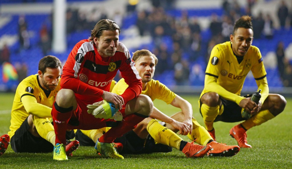 during the UEFA Europa League round of 16, second leg match between Tottenham Hotspur and Borussia Dortmund at White Hart Lane on March 17, 2016 in London, England.
