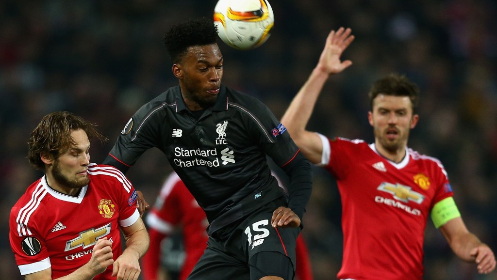 MANCHESTER, ENGLAND - MARCH 17: Daniel Sturridge of Liverpool in action during the UEFA Europa League round of 16 second leg match between Manchester United and Liverpool at Old Trafford on March 17, 2016 in Manchester, England. (Photo by Clive Brunskill/Getty Images)