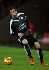 SWANSEA, WALES - DECEMBER 05: Christian Fuchs of Leicester in action during the Barclays Premier League match between Swansea City and Leicester City at Liberty Stadium on December 5, 2015 in Swansea, Wales. (Photo by Ben Hoskins/Getty Images)