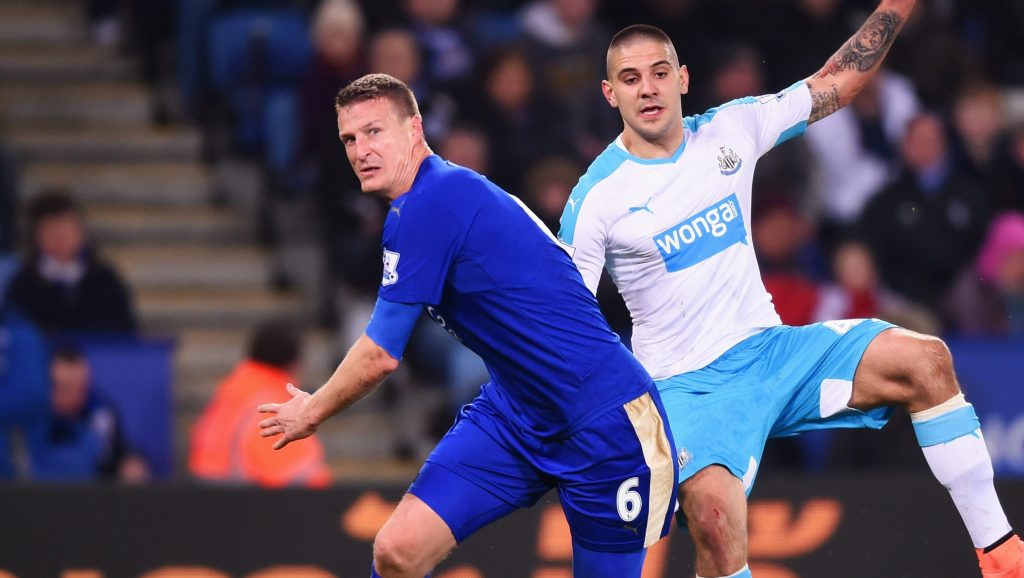 during the Barclays Premier League match between Leicester City and Newcastle United at The King Power Stadium on March 14, 2016 in Leicester, England.
