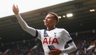 LONDON, UNITED KINGDOM - APRIL 10: Dele Alli of Tottenham Hotspur celebrates as he scores their first goal during the Barclays Premier League match between Tottenham Hotspur and Manchester United at White Hart Lane on April 10, 2016 in London, England. (Photo by Julian Finney/Getty Images)