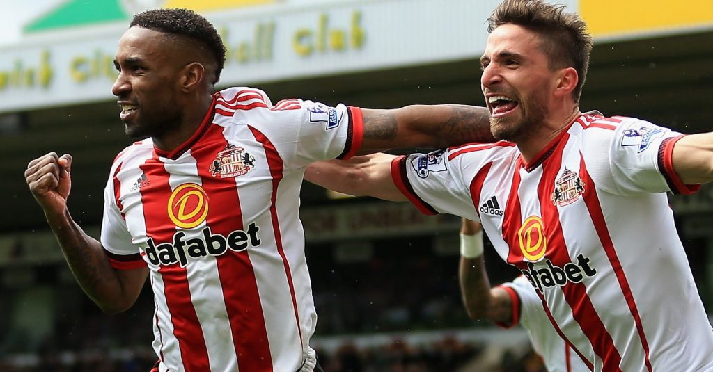 during the Barclays Premier League match between Norwich City and Sunderland at Carrow Road on April 16, 2016 in Norwich, England.