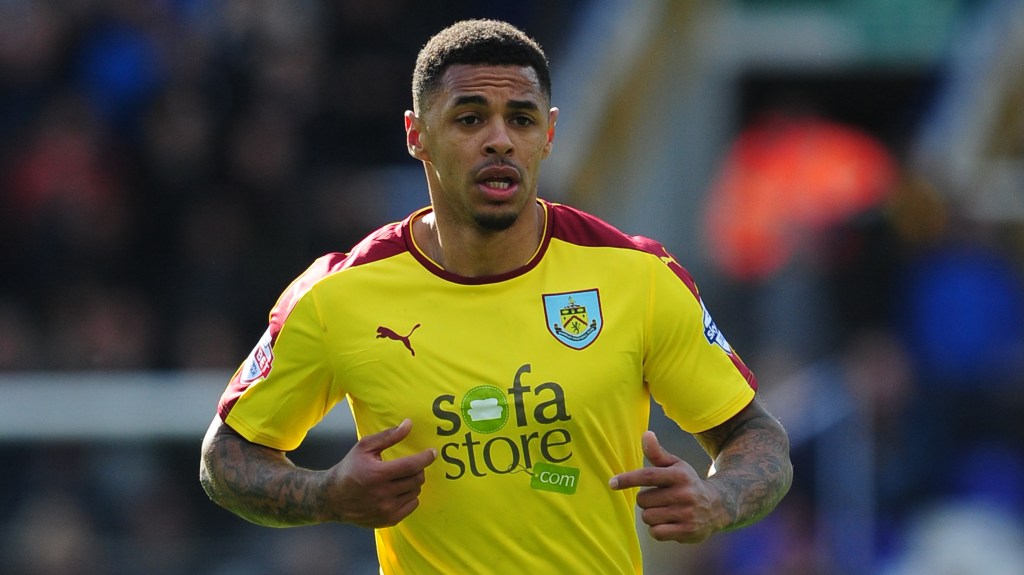 BIRMINGHAM, UNITED KINGDOM - APRIL 16: Andre Gray of Burnley during the Sky Bet Championship match between Birmingham City and Burnley at St Andrews Stadium on April 16, 2016 in Birmingham, England. (Photo by Harry Trump/Getty Images)