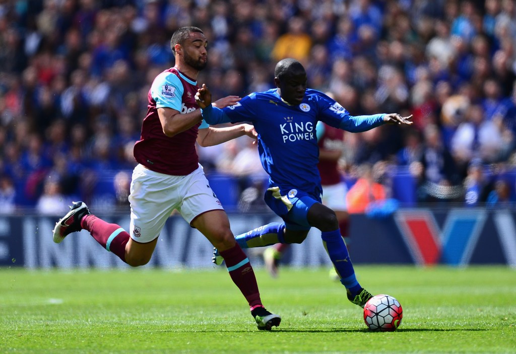 during the Barclays Premier League match between Leicester City and West Ham United at The King Power Stadium on April 17, 2016 in Leicester, England.