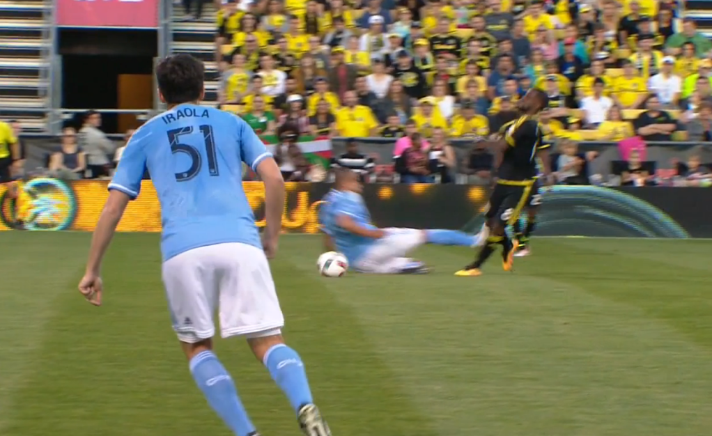 Jason Hernandez goes hard into Mohammed Saeid.