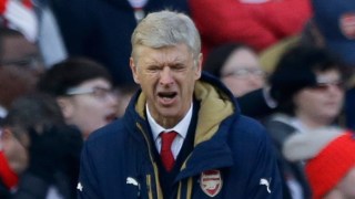 Arsenal's French manager Arsene Wenger reacts in frustration during the second half of the English FA Cup quarterfinal soccer match between Arsenal and Watford at the Emirates stadium in London, Sunday, March 13, 2016. (AP Photo/Matt Dunham)