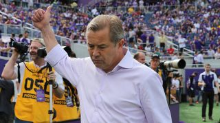 ORLANDO, FL - MARCH 08: Orlando head coach Adrian Heath salutes fans during an MLS soccer match between the New York City FC and the Orlando City SC at the Orlando Citrus Bowl on March 8, 2015 in Orlando, Florida. This was the first game for both teams and the final score was 1-1. (Photo by Alex Menendez/Getty Images)