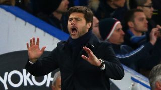 LONDON, ENGLAND - MAY 02: Mauricio Pochettino the manager of Tottenham Hotspur reacts during the Barclays Premier League match between Chelsea and Tottenham Hotspur at Stamford Bridge on May 02, 2016 in London, England. (Photo by Ian Walton/Getty Images)