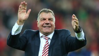 SUNDERLAND, ENGLAND - MAY 11: Sam Allardyce, manager of Sunderland celebrates staying in the Premier League after victory during the Barclays Premier League match between Sunderland and Everton at the Stadium of Light on May 11, 2016 in Sunderland, England. (Photo by Ian MacNicol/Getty Images)