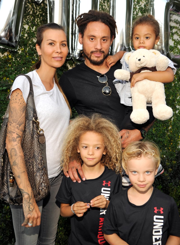 BEVERLY HILLS, CA - NOVEMBER 21: Soccer player Jermaine Jones (C), wife Sarah Jones and family attend the Petit Maison Chic fashion show honoring Operation Smile on November 21, 2015 in Beverly Hills, California. (Photo by John Sciulli/Getty Images for Petit Maison Chic)