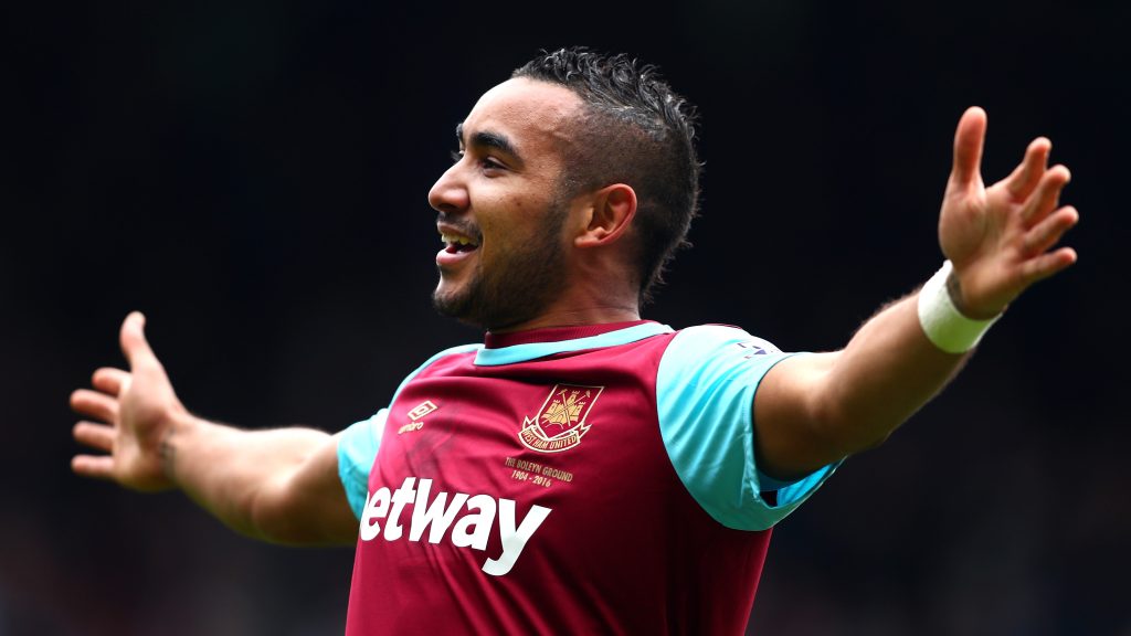 LONDON, ENGLAND - APRIL 02:  Dimitri Payet of West Ham United celebrates scoring his team's second goal during the Barclays Premier League match between West Ham United and Crystal Palace at the Boleyn Ground on April 2, 2016 in London, England.  (Photo by Clive Rose/Getty Images)