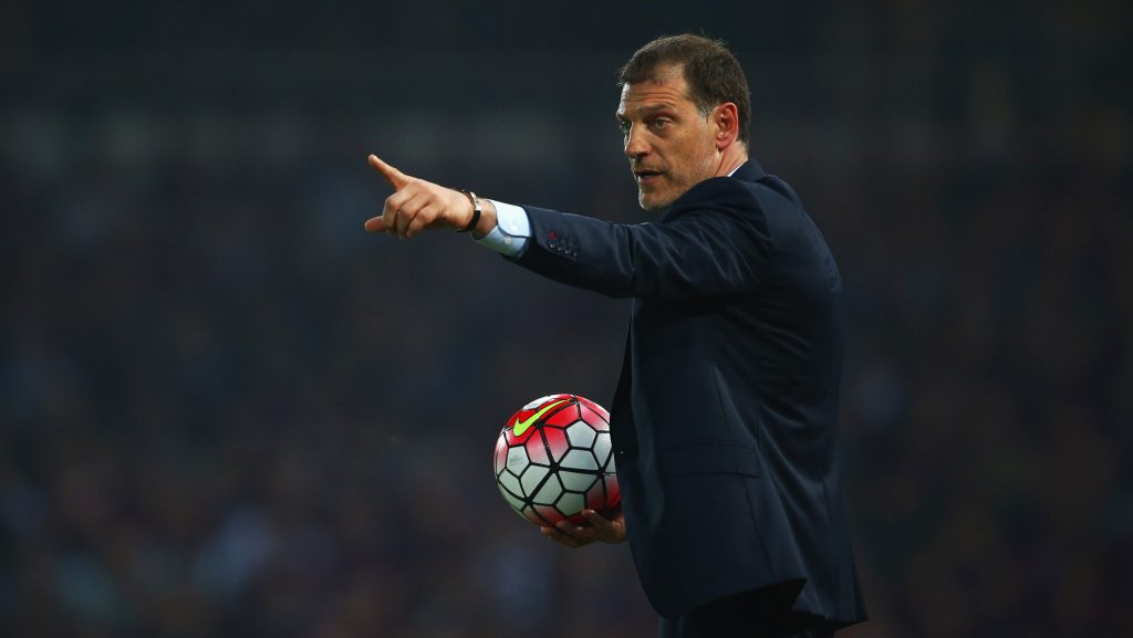 LONDON, ENGLAND - MAY 10: Slaven Bilic manager of West Ham United points during the Barclays Premier League match between West Ham United and Manchester United at the Boleyn Ground on May 10, 2016 in London, England. West Ham United are playing their last ever home match at the Boleyn Ground after their 112 year stay at the stadium. The Hammers will move to the Olympic Stadium for the 2016-17 season. (Photo by Paul Gilham/Getty Images)