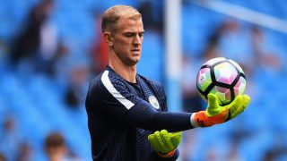 MANCHESTER, ENGLAND - AUGUST 13: Joe Hart of Manchester City warms up prior to kick off during the Premier League match between Manchester City and Sunderland at Etihad Stadium on August 13, 2016 in Manchester, England. (Photo by Stu Forster/Getty Images)