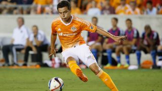 HOUSTON, TX - AUGUST 08: Erick Torres #9 of Houston Dynamo works the ball in the second half against the San Jose Earthquakes during their game at BBVA Compass Stadium on August 8, 2015 in Houston, Texas. (Photo by Scott Halleran/Getty Images)