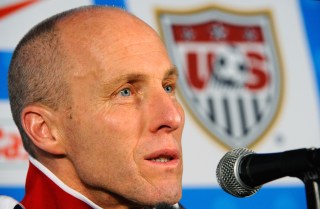PRETORIA, SOUTH AFRICA - JUNE 24: Head coach Bob Bradley of USA speaks during a press conference at Irene Farm on June 24, 2010 in Irene south of Pretoria, South Africa. United States will play their second round 2010 World Cup match against Ghana on Saturday, June 26, 2010, at Royal Bafokeng Stadium in Rustenburg, South Africa. (Photo by Kevork Djansezian/Getty Images)