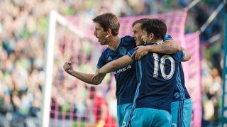 Alvaro Fernandez; Jordan Morris, Nicolas Lodeiro, Seattle Sounders (Photo credit: Seattle Sounders / Facebook)