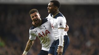 LONDON, ENGLAND - DECEMBER 18: Danny Rose of Tottenham Hotspur celebrates scoring their second goal with Kyle Walker of Tottenham Hotspur during the Barclays Premier League match between Tottenham Hotspur and Burnley at White Hart Lane on December 18, 2016 in London, England. (Photo by Tony Marshall/Getty Images)
