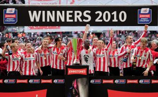 LONDON, ENGLAND - MARCH 28: Southampton celebrate after winning the Johnstone's Paint Trophy Final between Southampton and Carlisle United at Wembley Stadium on March 28, 2010 in London, England. (Photo by Shaun Botterill/Getty Images)