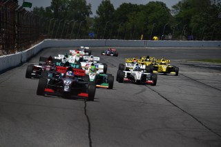 Weiron Tan leading in Pro Mazda. Photo: IMS Photography, LLC