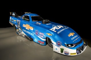 Chevrolet and 16-time NHRA champion John Force unveil the all-new 2016 Camaro SS Funny Car Tuesday, May 17, 2016 in Brownsburg, Indiana. The new Funny Car body is the first based on the sixth-generation Camaro SS. Force will race the new Funny Car this weekend at the NHRA Kansas Nationals in Topeka, Kansas. Forces teammates Courtney Force and Robert Hight will introduce new Camaro SS Funny Cars later this season. (Photo by Eric Meyer for Chevy Racing)
