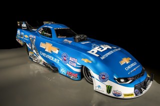 Chevrolet and 16-time NHRA champion John Force unveil the all-new 2016 Camaro SS Funny Car Tuesday, May 17, 2016 in Brownsburg, Indiana. The new Funny Car body is the first based on the sixth-generation Camaro SS. Force will race the new Funny Car this weekend at the NHRA Kansas Nationals in Topeka, Kansas. Forces teammates Courtney Force and Robert Hight will introduce new Camaro SS Funny Cars later this season. (Photo by Eric Meyer for Chevy Racing)