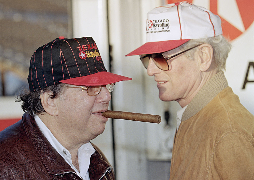 Carl Haas and actor Paul Newman on February 1, 1993 at the Phoenix International Raceway in Phoenix, Arizona, United States. (Photo by Steve Swope/Getty Images)