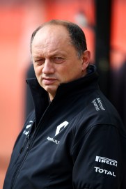 MONTMELO, SPAIN - FEBRUARY 22: Renault Sport Racing Director Frederic Vasseur looks on in the pit lane during day one of F1 winter testing at Circuit de Catalunya on February 22, 2016 in Montmelo, Spain. (Photo by Mark Thompson/Getty Images)