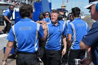 Trevor Carlin with his team. Photo: Indianapolis Motor Speedway, LLC Photography
