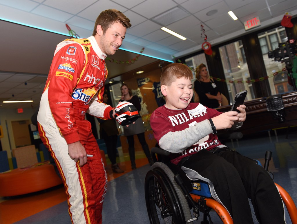 Marco Andretti's visit to Riley Hospital for Children at Indiana University Health on Dec. 13, 2016. (Photos by IU Health/Mike Dickbernd)