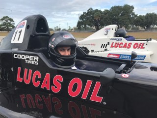 Smiling at the start. Photo courtesy Lucas Oil School of Racing