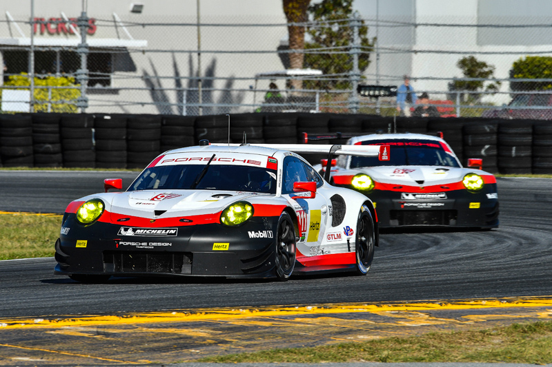 Nos. 911 and 912 Porsche GT Team Porsche 911 RSR. Photo courtesy of IMSA