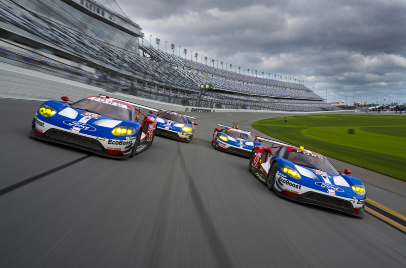 All four Ford GTs. Photo: Wes Duenkel/Ford Performance