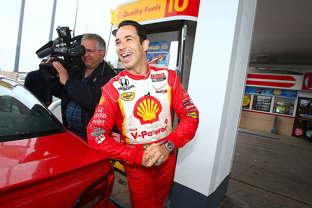 INDIANAPOLIS, IN - MAY 17: Helio Castroneves appears at a Shell station on May 17, 2011 in Indianapolis, Indiana. (Photo by Michael Hickey/Getty Images for MATTER)
