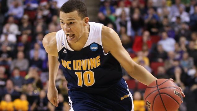 SEATTLE, WA - MARCH 20: Luke Nelson #10 of the UC Irvine Anteaters dribbles against the Louisville Cardinals during the second round of the 2015 Men's NCAA Basketball Tournament at Key Arena on March 20, 2015 in Seattle, Washington. (Photo by Otto Greule Jr/Getty Images)
