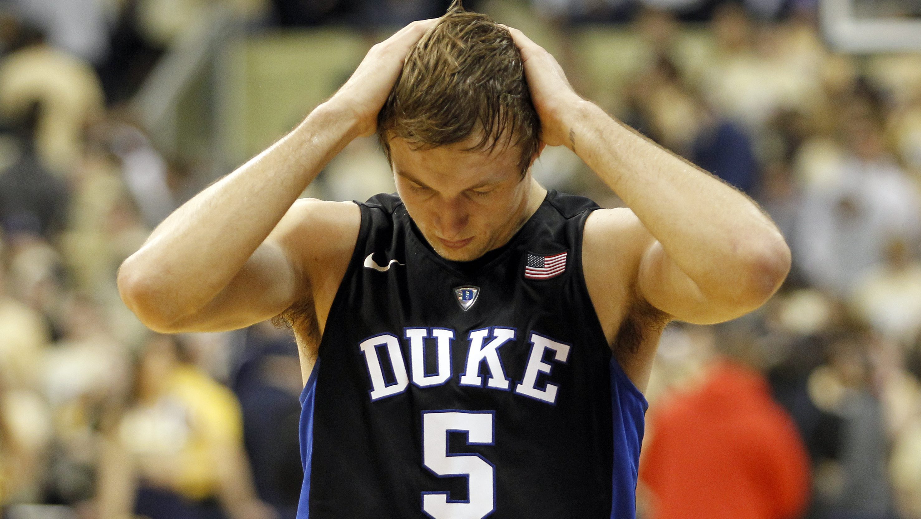 PITTSBURGH, PA - FEBRUARY 28: Luke Kennard #5 of the Duke Blue Devils reacts after losing 76-62 to the Pittsburgh Panthers during the game at Petersen Events Center on February 28, 2016 in Pittsburgh, Pennsylvania. (Photo by Justin K. Aller/Getty Images)