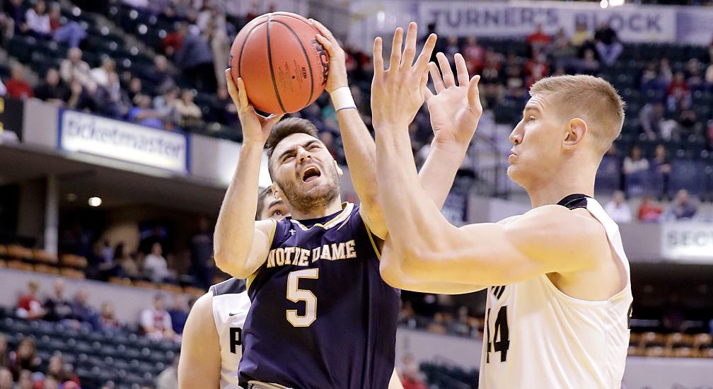 INDIANAPOLIS, IN - DECEMBER 17: Matt Farrell #5 of Notre Dame shoots the ball during the game against the Purdue Boiermakers in the Crossroads Classic at Bankers Life Fieldhouse on December 17, 2016 in Indianapolis, Indiana. (Photo by Andy Lyons/Getty Images)