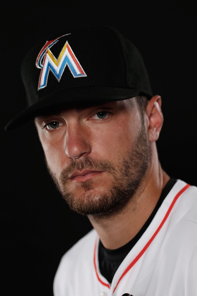 JUPITER, FL - FEBRUARY 25: Jarred Cosart #23 of the Miami Marlins poses for a photograph at Spring Training photo day at Roger Dean Stadium on February 25, 2015 in Jupiter, Florida. (Photo by Chris Trotman/Getty Images)