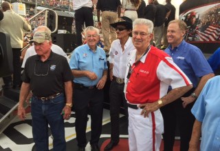 NASCAR Hall of Famers from left to right - Cale Yarborough, Bobby Allison, Richard Petty, Leonard Wood and Rusty Wallace. Photo by Dustin Long